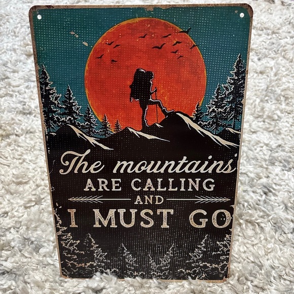 NWT The Mountains are Calling metal wall sign , plaque. New in packaging 8x12” - Picture 1 of 6